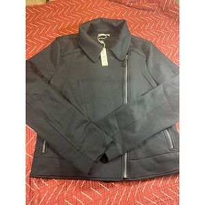 MAX STUDIO‎ Size M Black Moto Jacket Zipper Detail Collared